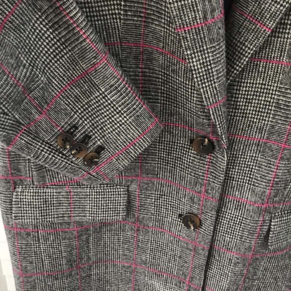 J Crew Glen Plaid Topcoat Wool Black Ivory Plum Size 4 - Picture 9 of 16